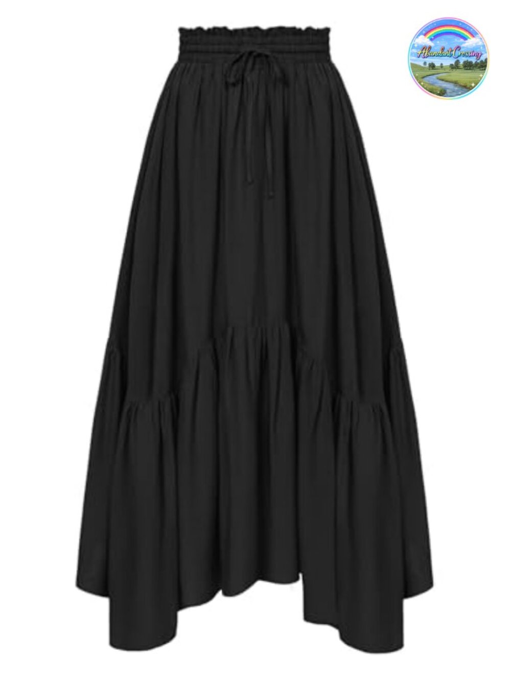 Rayon Maxi Skirt Flowy Boho Renaissance Elastic High Waist A-Line
